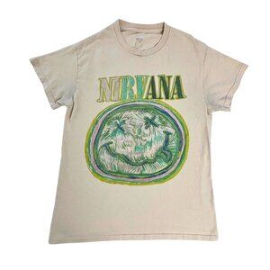 Nirvana Nevermind Women's Graphic T-Shirt in Cream Color Size Small
